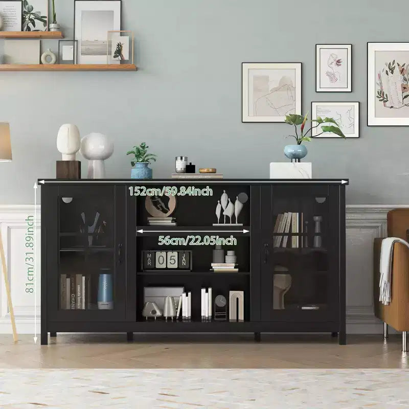 Meuble TV de 65 pouces, meuble de divertissement moderne en bois avec armoires de rangement, table de console multimédia pour salon et bureau