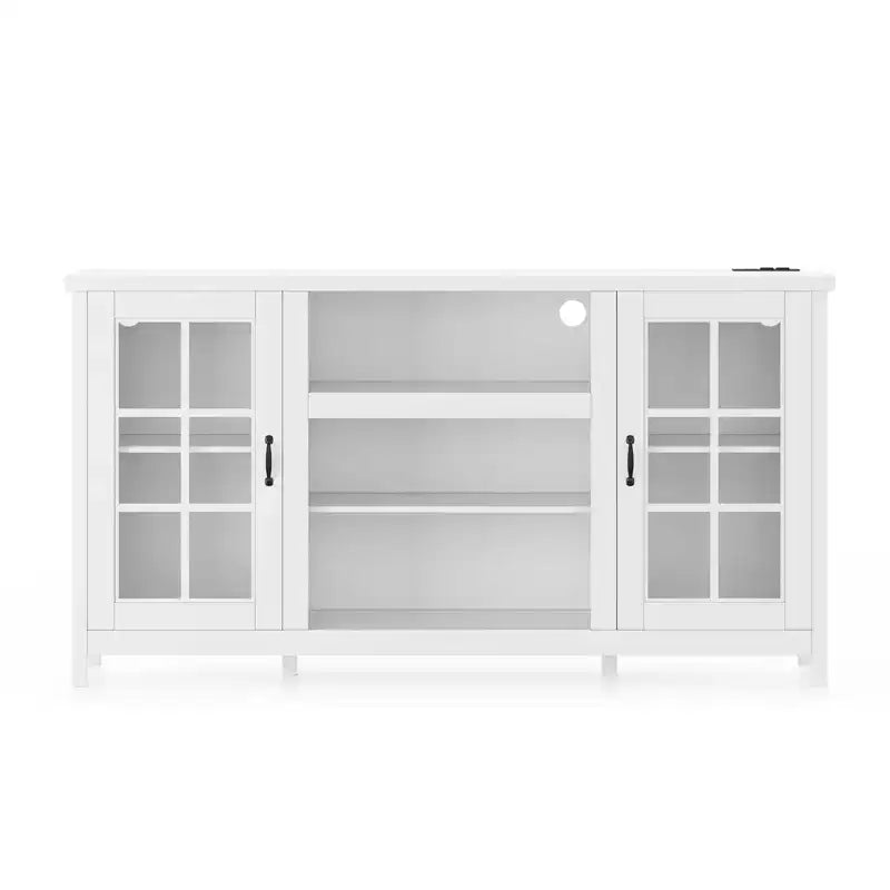 Meuble TV de 65 pouces, meuble de divertissement moderne en bois avec armoires de rangement, table de console multimédia pour salon et bureau