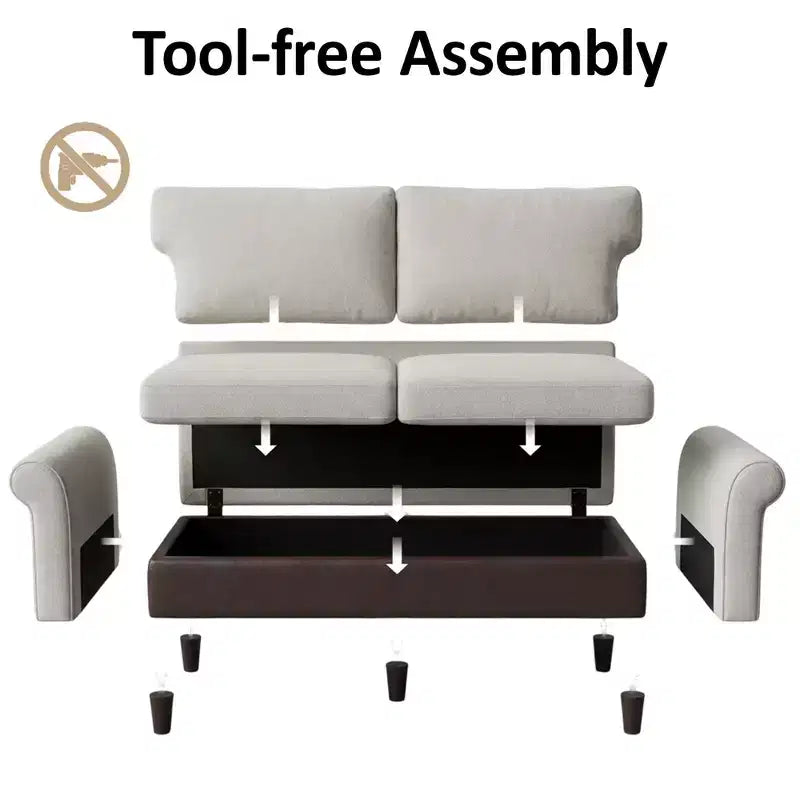 Canapé détachable 2 places confortable Dyonery 78 au design ergonomique, gris