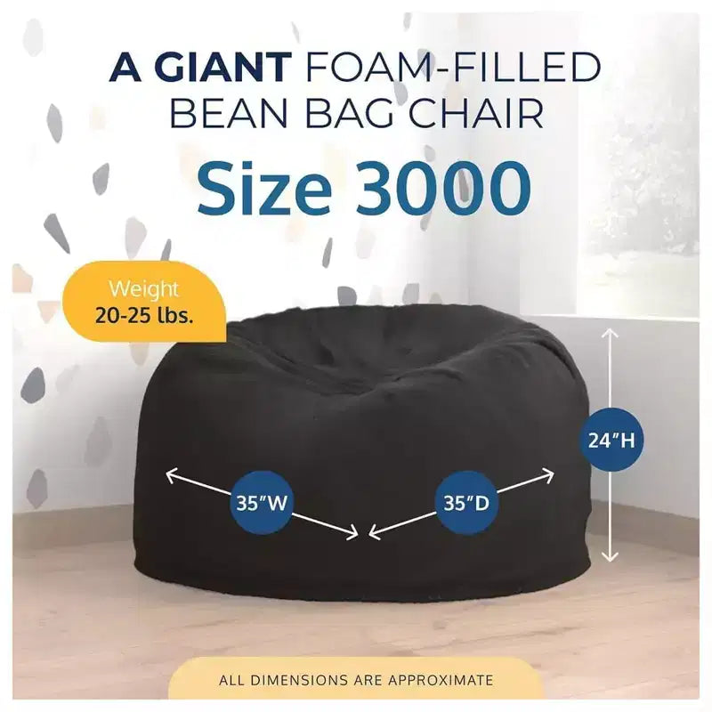 Ultimate Sack Pouf géant 3 pi, Fauteuil intérieur confortable surdimensionné, Fourrure anthracite