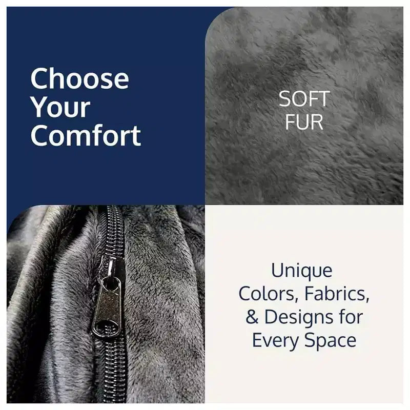 Ultimate Sack Pouf géant 3 pi, Fauteuil intérieur confortable surdimensionné, Fourrure anthracite
