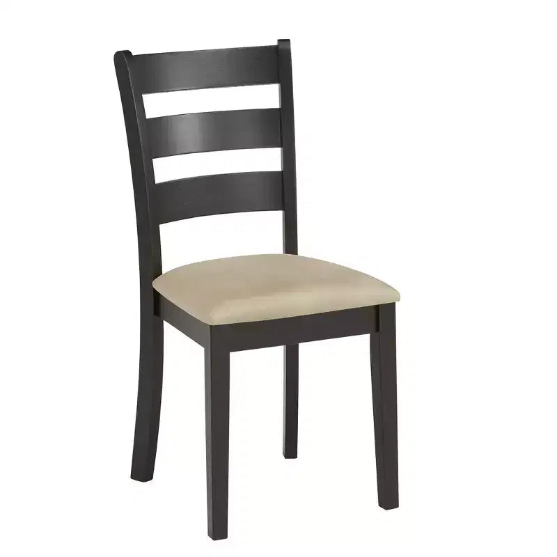 Chaises de salle à manger Kensington en bois noir et microfibre beige, dossier échelle (lot de 2) - Noir/Beige - iNSPIREQ