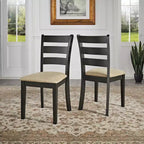Chaises de salle à manger Kensington en bois noir et microfibre beige, dossier échelle (lot de 2) - Noir/Beige - iNSPIREQ