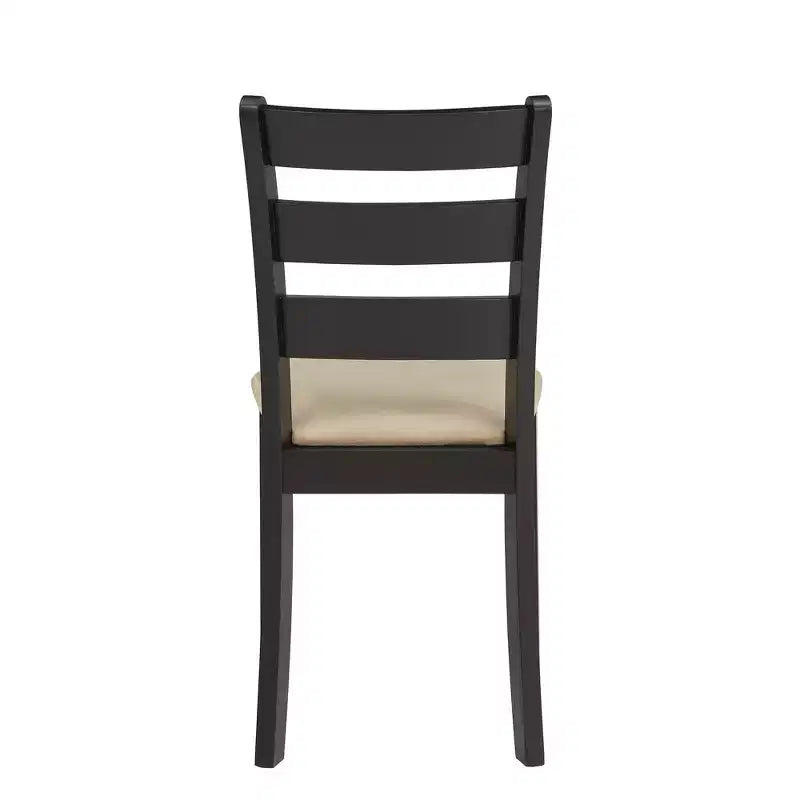 Chaises de salle à manger Kensington en bois noir et microfibre beige, dossier échelle (lot de 2) - Noir/Beige - iNSPIREQ