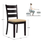 Chaises de salle à manger Kensington en bois noir et microfibre beige, dossier échelle (lot de 2) - Noir/Beige - iNSPIREQ
