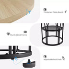 Coolmee 47 Table à manger ronde avec rangement, Table de cuisine moderne pour 4-6, Table de dîner circulaire à cadre métallique pour petit espace, appartement, salon