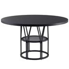 Coolmee 47 Table à manger ronde avec rangement, Table de cuisine moderne pour 4-6, Table de dîner circulaire à cadre métallique pour petit espace, appartement, salon