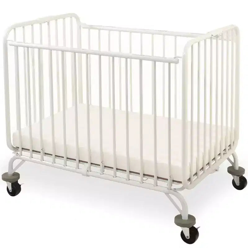 LA Baby Holiday Mini/Portable Folding Metal Crib-White