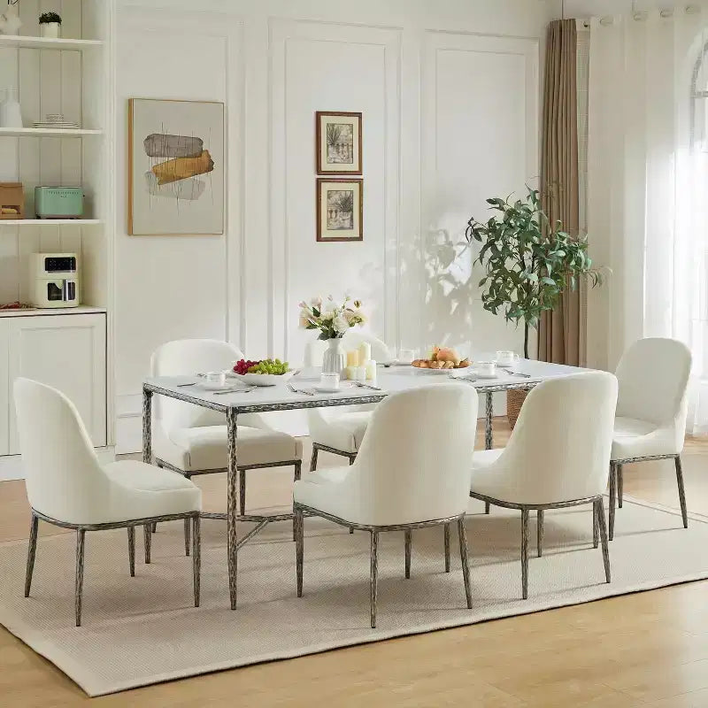 Christopher Knight Home Wilhelma, ensemble de salle à manger industriel 7 pièces en fer martelé avec chaises rembourrées