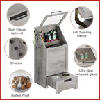Station d'alimentation surélevée pour chien avec armoire de rangement - Comprend 2 gamelles surélevées, 3 crochets et un organisateur de récipient de nourriture caché pour les aliments et accessoires pour animaux de compagnie