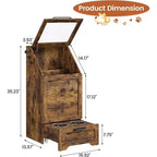 Station d'alimentation surélevée pour chien avec armoire de rangement - Comprend 2 gamelles surélevées, 3 crochets et un organisateur de récipient de nourriture caché pour les aliments et accessoires pour animaux de compagnie