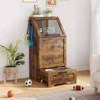 Station d'alimentation surélevée pour chien avec armoire de rangement - Comprend 2 gamelles surélevées, 3 crochets et un organisateur de récipient de nourriture caché pour les aliments et accessoires pour animaux de compagnie