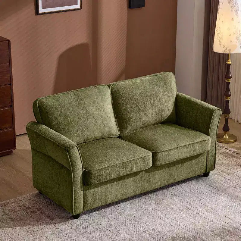 Causeuse en chenille avec accoudoirs à motifs floraux pour petits espaces