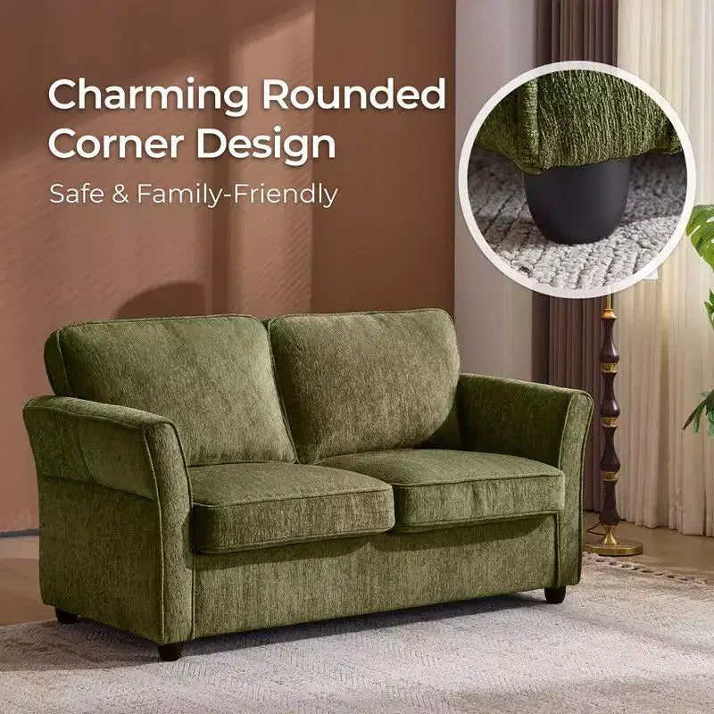 Causeuse en chenille avec accoudoirs à motifs floraux pour petits espaces