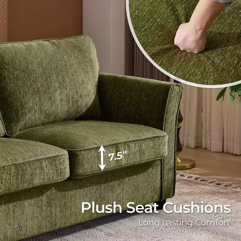 Causeuse en chenille avec accoudoirs à motifs floraux pour petits espaces