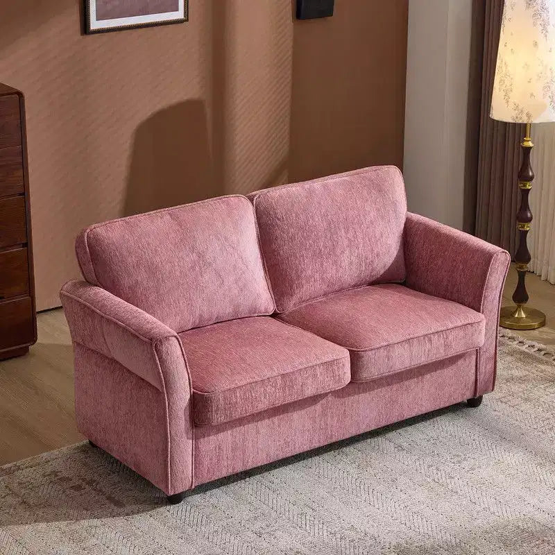Causeuse en chenille avec accoudoirs à motifs floraux pour petits espaces