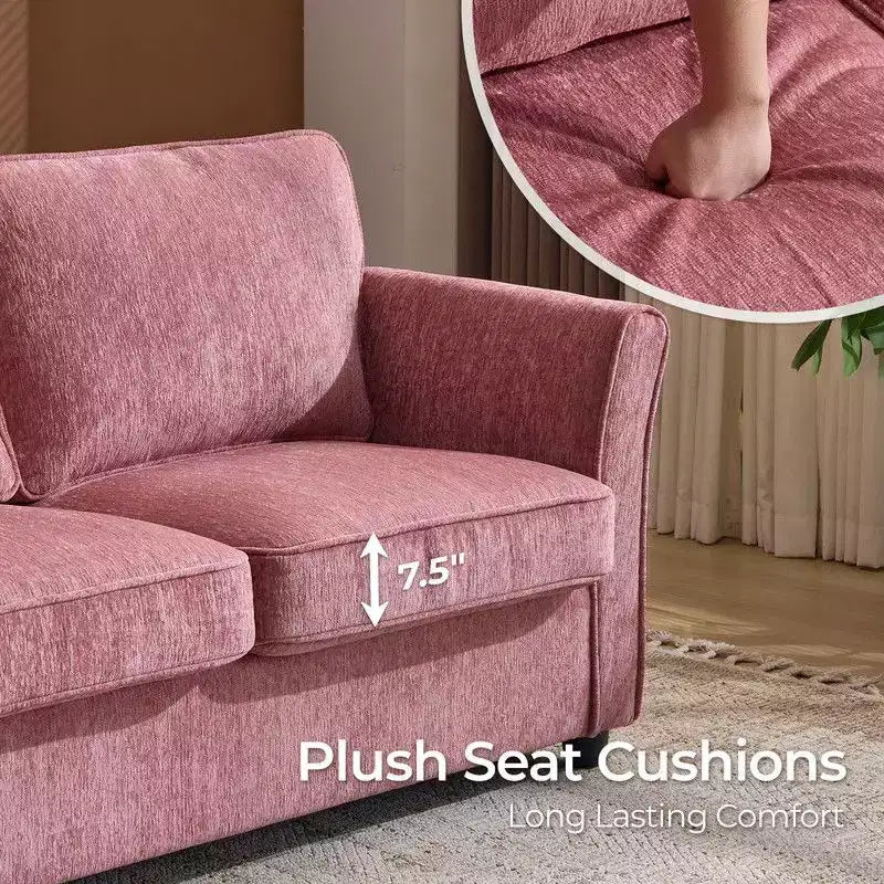 Causeuse en chenille avec accoudoirs à motifs floraux pour petits espaces