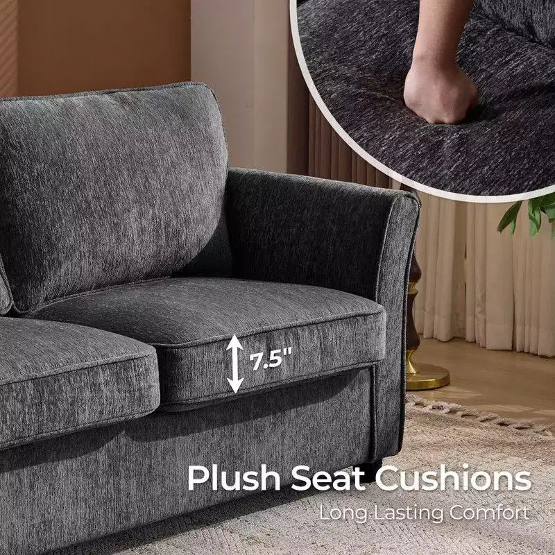 Causeuse en chenille avec accoudoirs à motifs floraux pour petits espaces