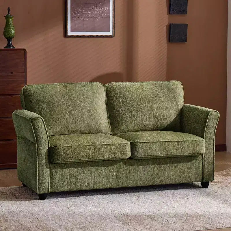 Causeuse en chenille avec accoudoirs à motifs floraux pour petits espaces