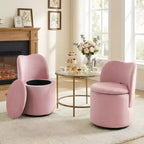 1 tabouret de coiffeuse pivotant à 360° en velours avec rangement et dossier, chaise de baril moderne rembourrée pour chambre à coucher, dressing, salon