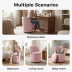1 tabouret de coiffeuse pivotant à 360° en velours avec rangement et dossier, chaise de baril moderne rembourrée pour chambre à coucher, dressing, salon