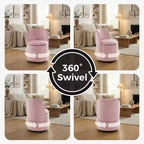 1 tabouret de coiffeuse pivotant à 360° en velours avec rangement et dossier, chaise de baril moderne rembourrée pour chambre à coucher, dressing, salon