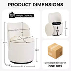 1 tabouret de coiffeuse pivotant à 360° en velours avec rangement et dossier, chaise de baril moderne rembourrée pour chambre à coucher, dressing, salon