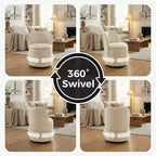 1 tabouret de coiffeuse pivotant à 360° en velours avec rangement et dossier, chaise de baril moderne rembourrée pour chambre à coucher, dressing, salon