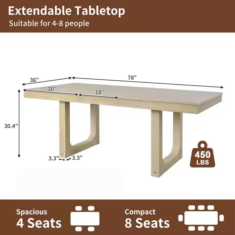 Ensemble de salle à manger extensible GDFStudio Bailey 7 pièces avec rallonge amovible de 45 cm