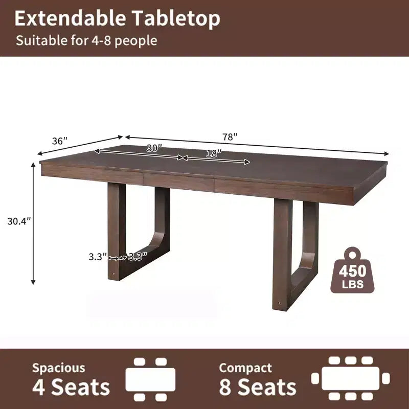 Ensemble de salle à manger extensible GDFStudio Bailey 7 pièces avec rallonge amovible de 45 cm