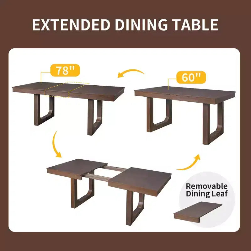 Ensemble de salle à manger extensible GDFStudio Bailey 7 pièces avec rallonge amovible de 45 cm