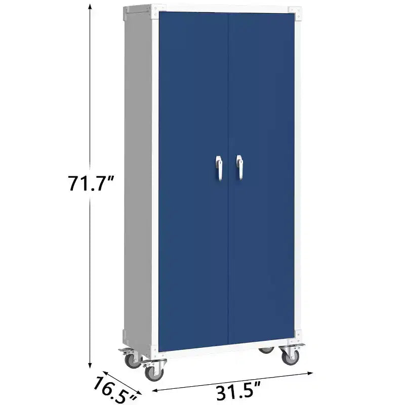 Armoire de rangement en acier de 180 cm avec portes verrouillables et 4 étagères réglables, armoire métallique robuste pour garage, bureau et garde-manger, construction antirouille