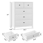 Commode haute en bois à 5 tiroirs pour chambre à coucher, commode double moderne avec tiroirs profonds et poignées métalliques pour chambre d'enfant, entrée et couloir