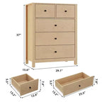Commode haute en bois à 5 tiroirs pour chambre à coucher, commode double moderne avec tiroirs profonds et poignées métalliques pour chambre d'enfant, entrée et couloir
