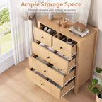 Commode haute en bois à 5 tiroirs pour chambre à coucher, commode double moderne avec tiroirs profonds et poignées métalliques pour chambre d'enfant, entrée et couloir