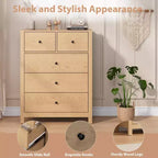 Commode haute en bois à 5 tiroirs pour chambre à coucher, commode double moderne avec tiroirs profonds et poignées métalliques pour chambre d'enfant, entrée et couloir