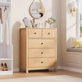 5-Drawer Tall Wooden Dresser for Bedroom, Modern Double Chest of Drawers with Deep Drawers & Metal Knobs for Kids Bedroom, Entryway & Hallway