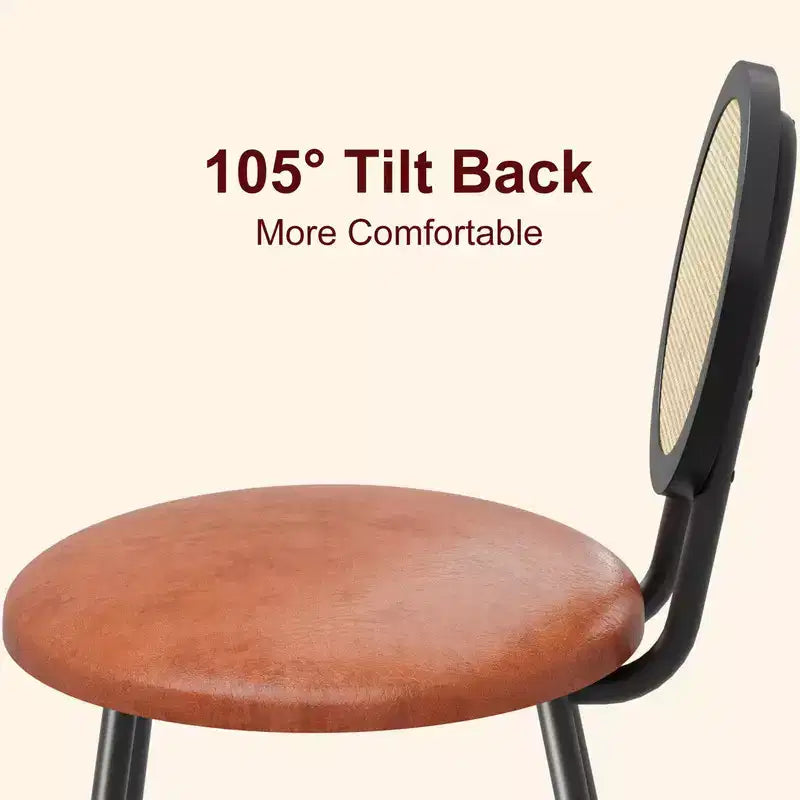 Chaises de cuisine en rotin avec pieds en métal, chaises de salle à manger modernes rembourrées avec coussins épais pour petits espaces