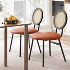 Chaises de cuisine en rotin avec pieds en métal, chaises de salle à manger modernes rembourrées avec coussins épais pour petits espaces
