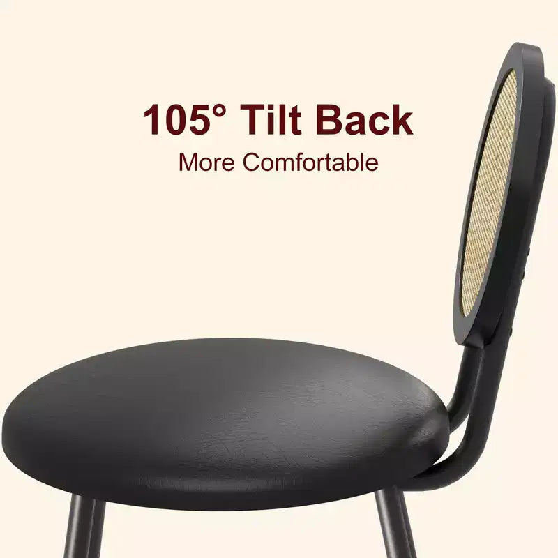 Chaises de cuisine en rotin avec pieds en métal, chaises de salle à manger modernes rembourrées avec coussins épais pour petits espaces