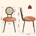 Chaises de cuisine en rotin avec pieds en métal, chaises de salle à manger modernes rembourrées avec coussins épais pour petits espaces