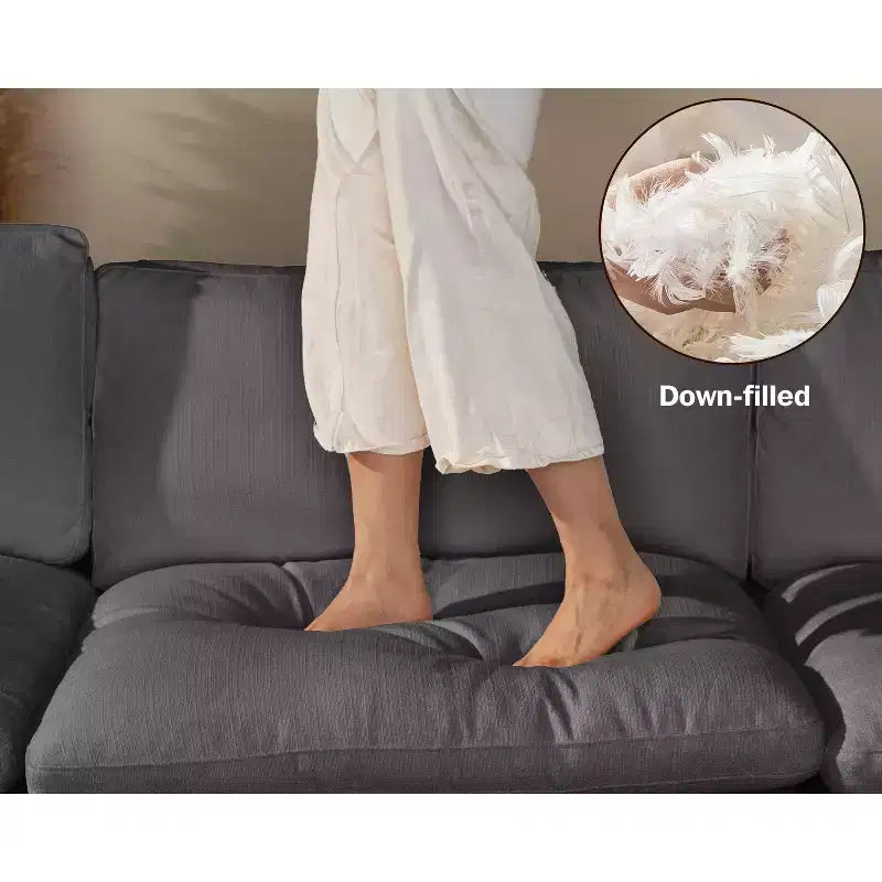 Dyonery Canapé modulaire sectionnel nuage surdimensionné 120 pour salon, canapé à assise large et profonde rembourré de duvet, cadre en bois massif, assemblage sans outils, gris foncé