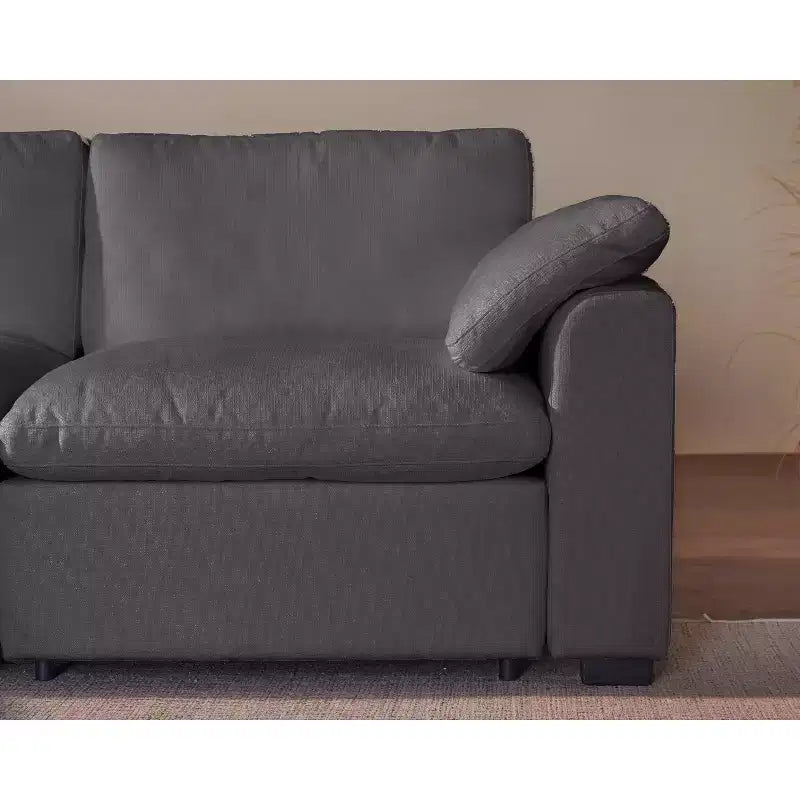 Dyonery Canapé modulaire sectionnel nuage surdimensionné 120 pour salon, canapé à assise large et profonde rembourré de duvet, cadre en bois massif, assemblage sans outils, gris foncé