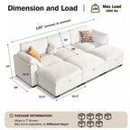 Dyonery Canapé modulaire sectionnel nuage surdimensionné 120 pour salon, canapé à assise large et profonde rembourré de duvet, cadre en bois massif, assemblage sans outils, gris foncé