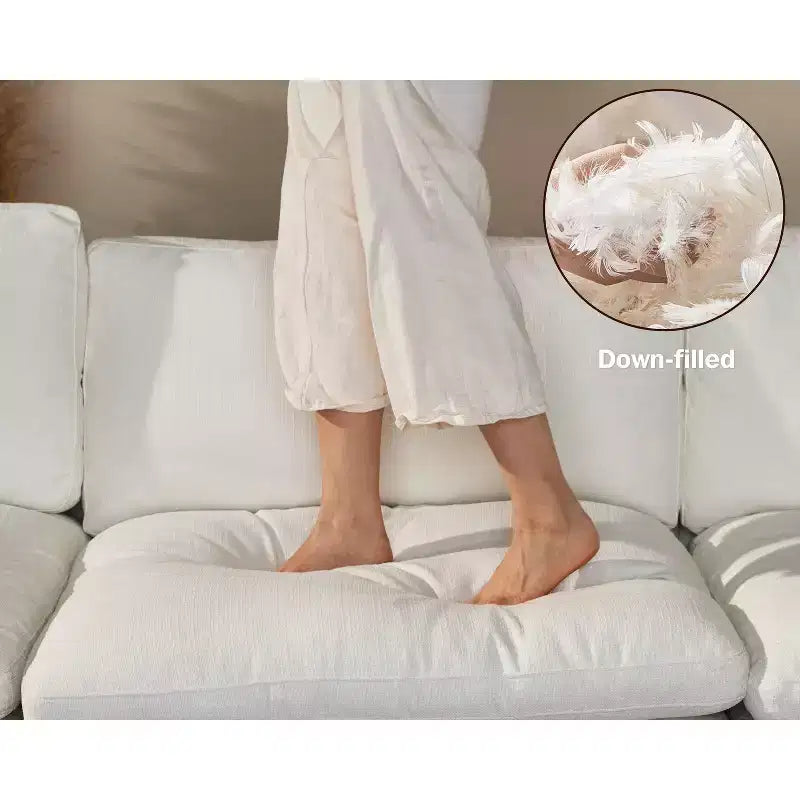 Dyonery Canapé modulaire sectionnel nuage surdimensionné 120 pour salon, canapé à assise large et profonde rembourré de duvet, cadre en bois massif, assemblage sans outils, gris foncé