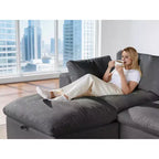 Dyonery Canapé modulaire sectionnel nuage surdimensionné 120 pour salon, canapé à assise large et profonde rembourré de duvet, cadre en bois massif, assemblage sans outils, gris foncé