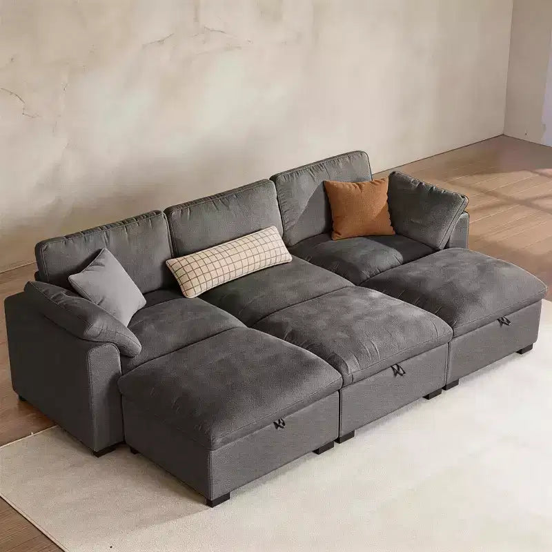 Dyonery Canapé modulaire sectionnel nuage surdimensionné 120 pour salon, canapé à assise large et profonde rembourré de duvet, cadre en bois massif, assemblage sans outils, gris foncé