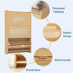 Meuble à chaussures moderne et étroit pour entrée, 3 tiroirs abattants et portes en rotin, unité de rangement en bois MDF, organisateur de chaussures style chêne naturel