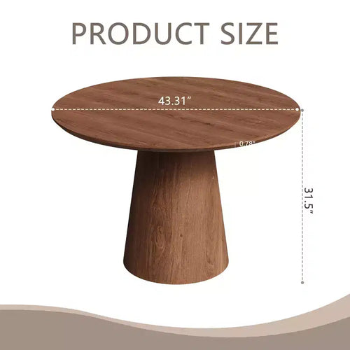 Table à manger ronde de 43 po pour 4 personnes - Table de cuisine moderne en bois avec base piédestal robuste, design peu encombrant pour petits espaces, appartements, assemblage facile