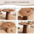 Table à manger ronde de 43 po pour 4 personnes - Table de cuisine moderne en bois avec base piédestal robuste, design peu encombrant pour petits espaces, appartements, assemblage facile
